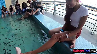 Thai amateur girlfriend teen aquaman public blowjob in the change room